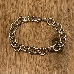 Tiffany & Co 925 Sterling Silver Womens Rolo Round Link Chain Bracelet Size 7”
